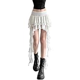 Women's High Waist Mesh Y2K Skirt Gothic Irregular Layered Skirts Club Rave Cute Mini Skirts