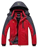 Wantdo Men's Waterproof Mountain Jacket Fleece Windproof Ski Jacket US M  Red M