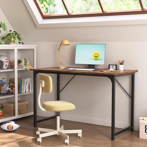 Brown Computer Desk, Gaming Writing Work Table for Home Office Bedroom Study, 120 * 50 * 75Cm