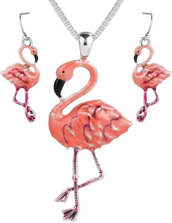 Saleアイテム フラミンゴダングルイヤリングペンダントネックレスセット ロマンチックなフラミンゴアクセサリー バードジュエリー 女性用 美しい Www Iacymperu Org