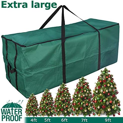 MelonBoat Christmas Tree Storage Bag for 5'-9' Extra Large Artificial Trees, Waterproof Oxford Cloth Green
