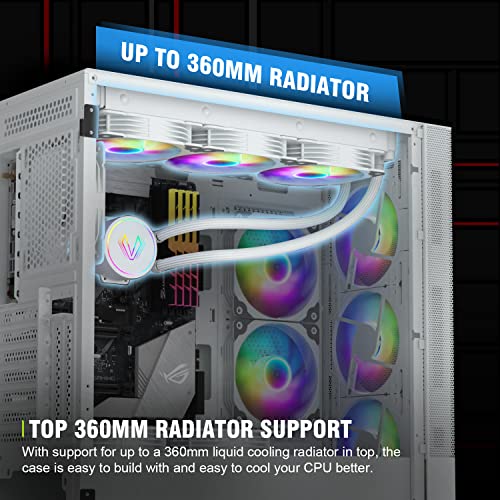 Vetroo AL600 MidTower ATX PC Case, Top 360mm Radiator Support, 3x120mm