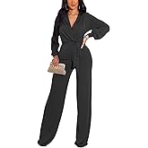 shengfan Formal Jumpsuits for Women Dressy Evening Sexy Deep V Neck Plus Size Long Wide Leg Pants Rompers Clubwear