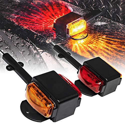 2pc 7″ Amber + Red LED Trailer Fender Light Set [DOT Approved] [SAE P2] [IP67 Waterproof] Trailer Clearance Marker Lights for Boat Utility Trailer Hauler Car