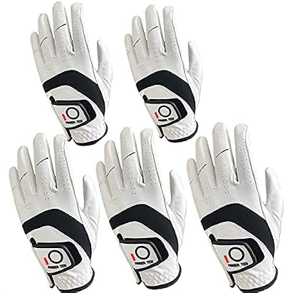 Finger Ten Golf Gloves Men Left Right Cabretta Leather 5 Pack All Weather