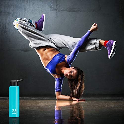 ZOOOBELIVES Metal Sports Water Bottle 26oz, Double Walled 18/8 Stainless Steel, Vacuum Insulated, Wide Mouth, Powder Coated - Designed for Cycling/Hiking/Camping/Traveling/Gym/Yoga (Fantasy Blue) - Thumbnail 7
