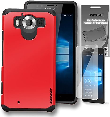 ElBolt Slim Dual Layer Armor Series Case with HD Screen Protector - Red