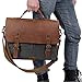 Lifewit Genuine Leather Flap Vintage 15.6 Inch Laptop Canvas Messenger Satchel Bag (Grey)