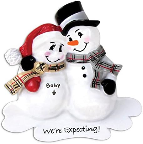 Pregnant Ornament ~ We're Expecting Ornament 2022 ~ Personalized Snowman Expecting ~ Pregnant Christmas Ornament ~ Pregnant with First Child ~ Mommy - Daddy Ornament (Family of 2 Mommy & Daddy)