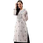 Ada Indian Hand Embroidered Chikankari Women's Straight Cotton Kurta Kurti Tunic A197536
