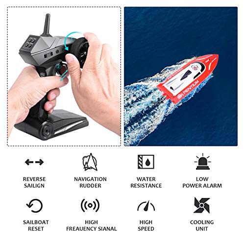 Remote Control Boat, Longruner RC Boats for Kids & Adults 2.4Ghz 25km/H High Speed Remote Control Racing Boat for Pool Lakes, Best Gift Toys for Kids Adults Birthday Christmas LKS1