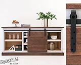 INDUSTRIAL BY DESIGN - 5ft Mini Sliding Barn Door Hardware Kit - Perfect for Cabinets, TV Stands, Furniture - 100% Steel One-Piece Rail - Ultra Smooth and Quiet – Easy Installation – Designed in USA