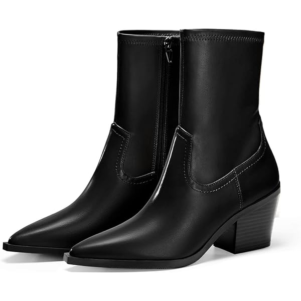 Amazon.com | MOOMMO Women Square Toe Ankle Boots Chunky Heel