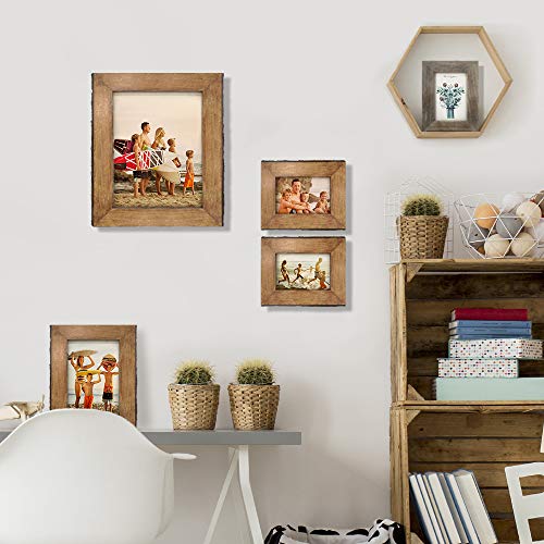 IKEREE 8x10 Picture Frames with Bark Edges, Rustic Wood Photo Frame for Tabletop or Wall Display