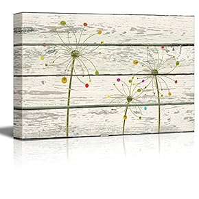 Art Deco Flowers Artwork - Rustic Canvas Wall Art Home Art - 12x18 inches