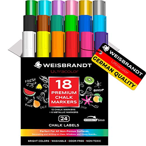 WEISBRANDT Washable Markers, Liquid Chalk Markers & Metallic Colors