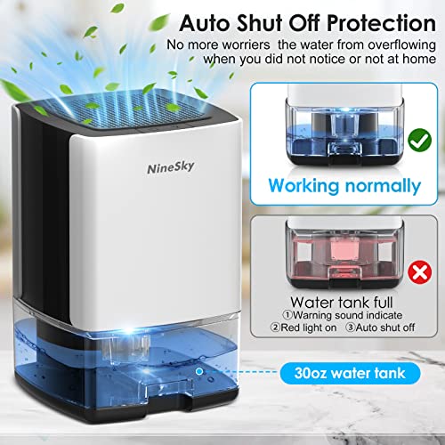 NineSky Dehumidifier For Home 30oz Water Tank, (300 Sq.ft) Dehumidifiers For Bedroom, Bathroom