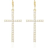 Pearl Cross Hoop Earrings for Women Gold Silver Plated Cross Earrings Jewelry