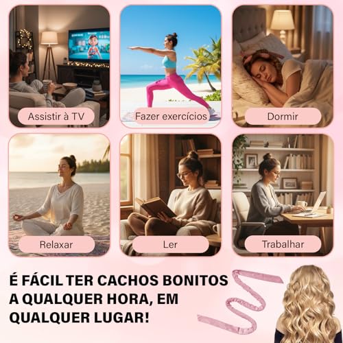Kit 14 Modelador de Cachos Sem Calor,170cm Modelador de Cachos Cetim,Sem Calor para Dormir,Inclui Presilha e Faixa de Cabelo, Antiderrapante,Presente para Mulheres