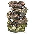 Sunnydaze 5-Step Rock Falls Tabletop Fountain with LED Lights, 14 Inch