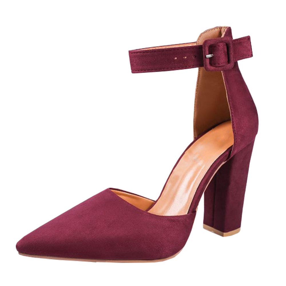 Heeled Sandals Ankle Strap Low High Heels Closed Toe Low Dress Sand