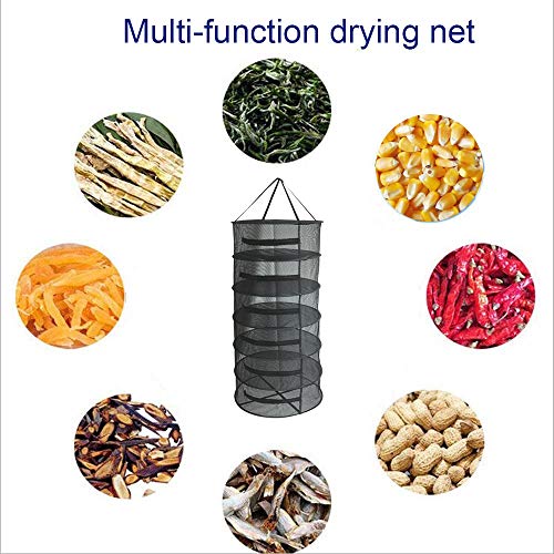EACHON Herb Drying Rack Hanging Dry Net Durable Mesh Collapsible Hanging Dryer with Zipper Net Lights Carrying Case Indoor & Outdoor (6 Layer) (Black 23.555.5) - Thumbnail 6