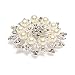 Valdler Fashion Jewelry Imitation Pearls Floral Ivory and Silver-Tone Crystal Brooch Pin