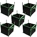 CASOLLY Square Grow Bags 5 Gallon 5 Pack, Thick Nonwoven Fabric Plant Pots with Green Handles,Heavy Duty Handle Plant Grow Pots