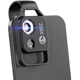 200X Phone Mini Pocket Microscope with LED Light/Universal Clip, Nano Zoom Portable Digital Microscope Camera Attachments for 99% Smartphone, Microworld for Kids Adults(Black 200X with CPL)