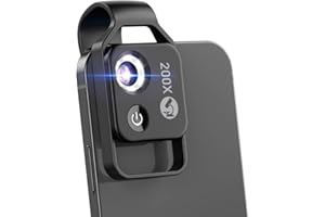 EVIL EYE 200X Phone Mini Pocket Microscope with LED Light/Universal Clip, Portable Digital Microscope Camera Attachments for 99% Smartphone, Microworld for Kids Adults (Black, 200X Without CPL)