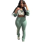 Adogirl Women Tracksuit Set 2 Piece Sweatsuit Outfits Long Sleeve Full Zip Up Cropped Jacket Leggings Pants Workout Sets