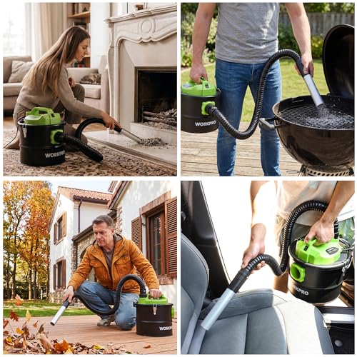 WORKPRO Aspirador de Cenizas 10L 700W con Función Soplado | Aspiracenizas para Chimeneas, Estufas y Barbacoas, Depósito Metálico, Filtro F9 Lavable, 16 kPa, Tubo Metálico
