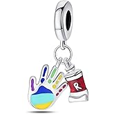 CYCUFF 925 Sterling Silver Charms Suitable for Bracelets Charms Beads, Charm Necklaces Jewellery Gift for Women Family Friends (Painted Palms Charms)