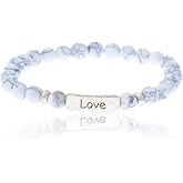 NTLX Christian Bracelets for Women – Love Bracelet – Natural Stone Stretch Prayer Bracelet – Inspirational Message Jewelry - Great Gift