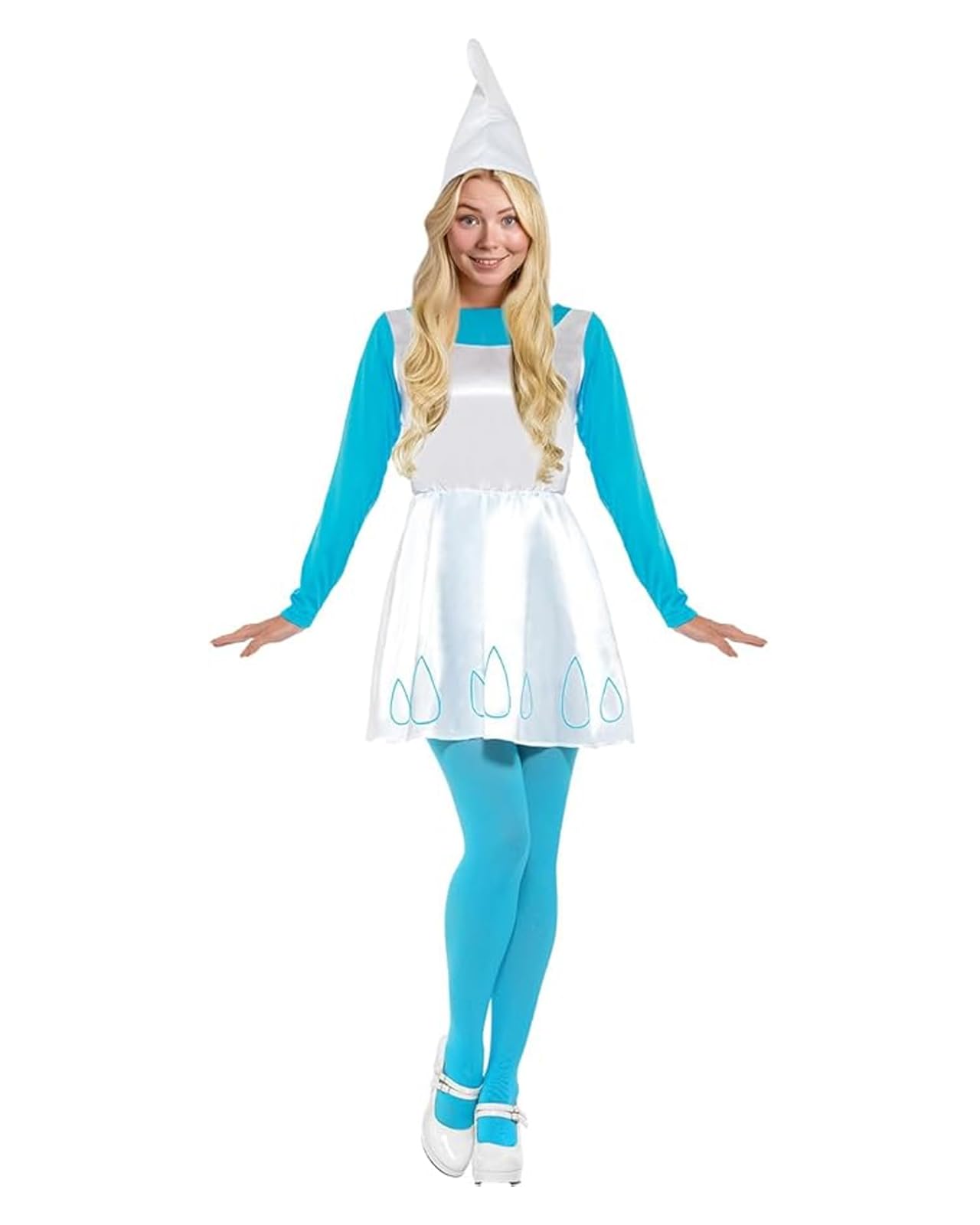 Funidelia Official Smurfette Costume for Women, includes tail, tights and hat, Funny Fancy dress of The Smurfs for Adult, Carnival, Halloween and Farewell Costumes - Size XL