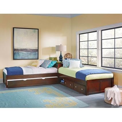 Amazon Com Ne Kids Pulse Twin L Shaped Storage Bed With