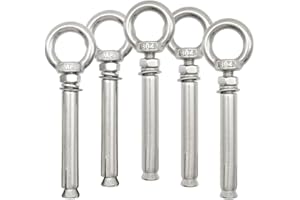 Hocansen 5Pcs Concrete Eye Bolt M8x90mm Expansion Eyebolt Eye Nut Screw with Ring Expansion Screw Anchor Lifting Ring Stainless Wall Closed Hook Anchors for Engineering (PZ/M8*90)