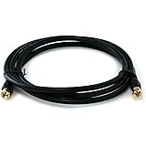 Monoprice RG6 Quad Shield CL2 Coaxial Cable with F Type Connector, 6ft, Black