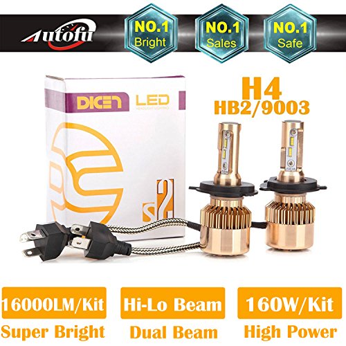 Car LED Headlight Bulbs H4 HB2 9003, 16000 Lumen 6000K White Super Bright Motorcycle High Beam / Low Beam / Fog Lights / Daytime Running Light Replacement Bulbs Kit (Package of 2) Car LED Headlight Bulbs H4 HB2 9003, 16000 Lumen 6000K White Super Bright Motorcycle High Beam / Low Beam / Fog Lights / Daytime Running Light Replacement Bulbs Kit (Package of 2)
