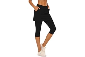 Skirted Leggings Women 2026 Tennis Golf Skorts Capris Pants Gym Tennis Yoga Legging Ladies Workout Joggers with Skirts