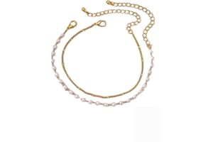 Ladies' pearl round bead double-layer foot chain, anti-stain and waterproof alloy exquisite summer beach simple jewelry, suit