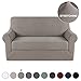 Turquoize Stretch Sofa Slipcover 2 Pieces Sofa Cover Couch Cover for 2 Cushion Couch Washable Furniture Protector Covers with Elastic Bottom Feature Thick Jacquard Fabric (Loveseat, Taupe)