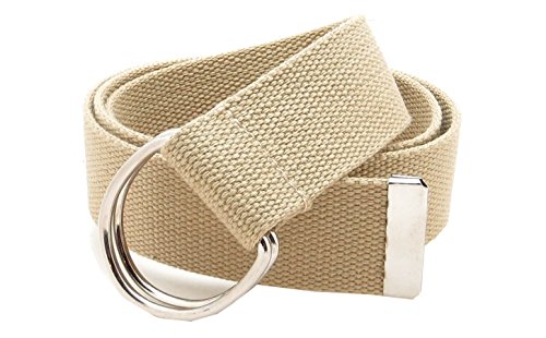 Canvas Web Belt D-Ring Buckle 1.5" Wide Metal Tip Plus Size (Khaki-XXXL)
