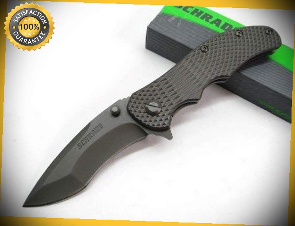 Titanium Handle Drop Point Re-Curve D2 Folding Pocket Sharp Knife SCH601TI perfect for outdoor camping hunting