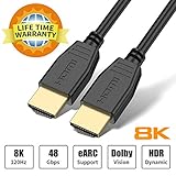 8K HDMI Cable 6ft, BIFALE HDMI Cable 2.1 Support 8K@120Hz,4K@120Hz, Ultra-high Speed 48Gbps, Dynamic HDR, Dolby Vision, eARC Compatible with Apple TV, Nintendo Switch, Roku, Xbox, PS4, Projector-1.8M