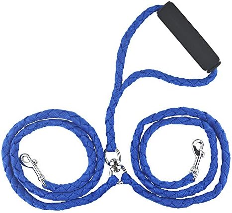 FancygooDouble Dog Leash No Tangle with Soft Handle for Walking 2 Dogs Heavy Duty Large Medium Small Dogs Blue