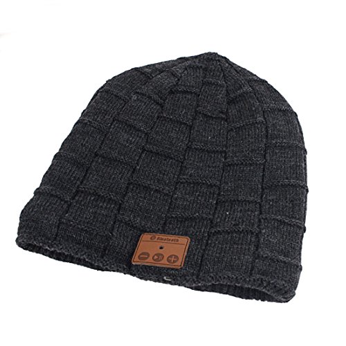 SQDeal Wireless Bluetooth Beanie Hat with Detachable Stereo Speakers/Microphone/Fleece-lined Unisex Music Beanie for Outdoor Sports, Skiing ,Running, Skating, Walking, Christmas Gifts(Dark Gray)