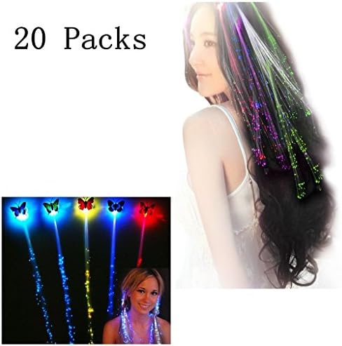 Akiimy 20 Packs Colorfull Flashing Led Hair Clips Hair Extension Optics led hair lights led Light Up Party Hairpin light up hair Accessories Glow in the Dark Hair Extensions Led Party Supplies