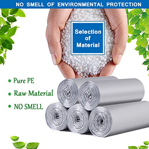 2.6 gallon trash can liners,Small Grey Garbage Bags 200,Extra Strong 1 2 3 Gal Trash Bag,Fit 4.5-6 liters trash Bin Liners for Home Office Kitchen(Grey)
