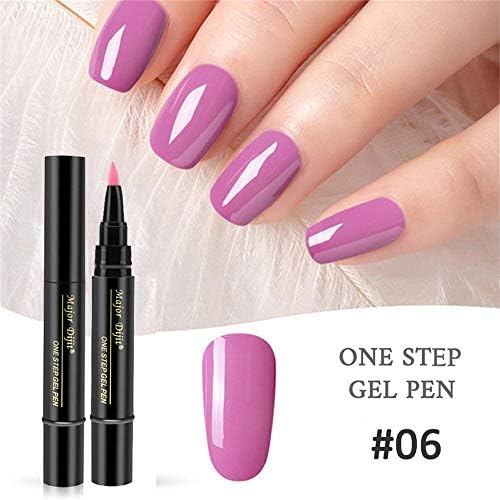 Newkelly 1 Pc 3 In 1 Step Nail Gel Painting Varnish Pen One Step Nail To Use UV Gel
